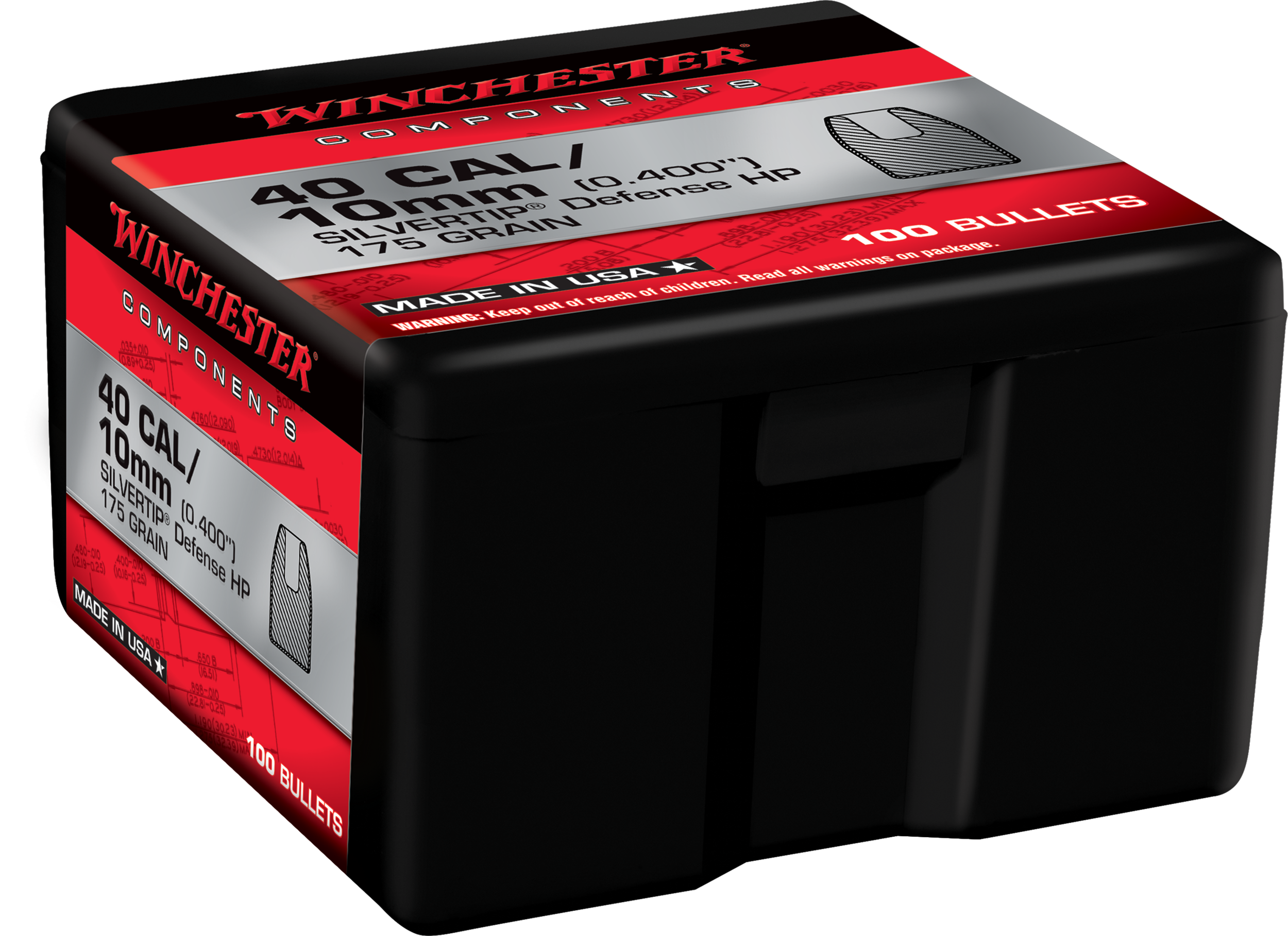 Winchester Ammo WB40ST175X Centerfire Handgun Reloading 40S&W 175gr Silvertip Hollow Point 100 Per Box/10 Case
