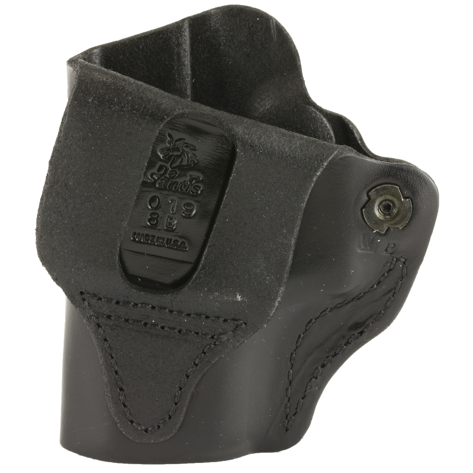 DeSantis Gunhide 019BA8BZ0 Mini Scabbard  OWB Black Leather Compatible w/Glock 43, Belt Slide Mount, Right Hand - 019BA8BZ0 - 792695329008