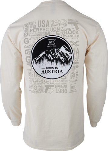 Glock AP96074 Born In Austria  Tan Pre-Shrunk Cotton Long Sleeve XL