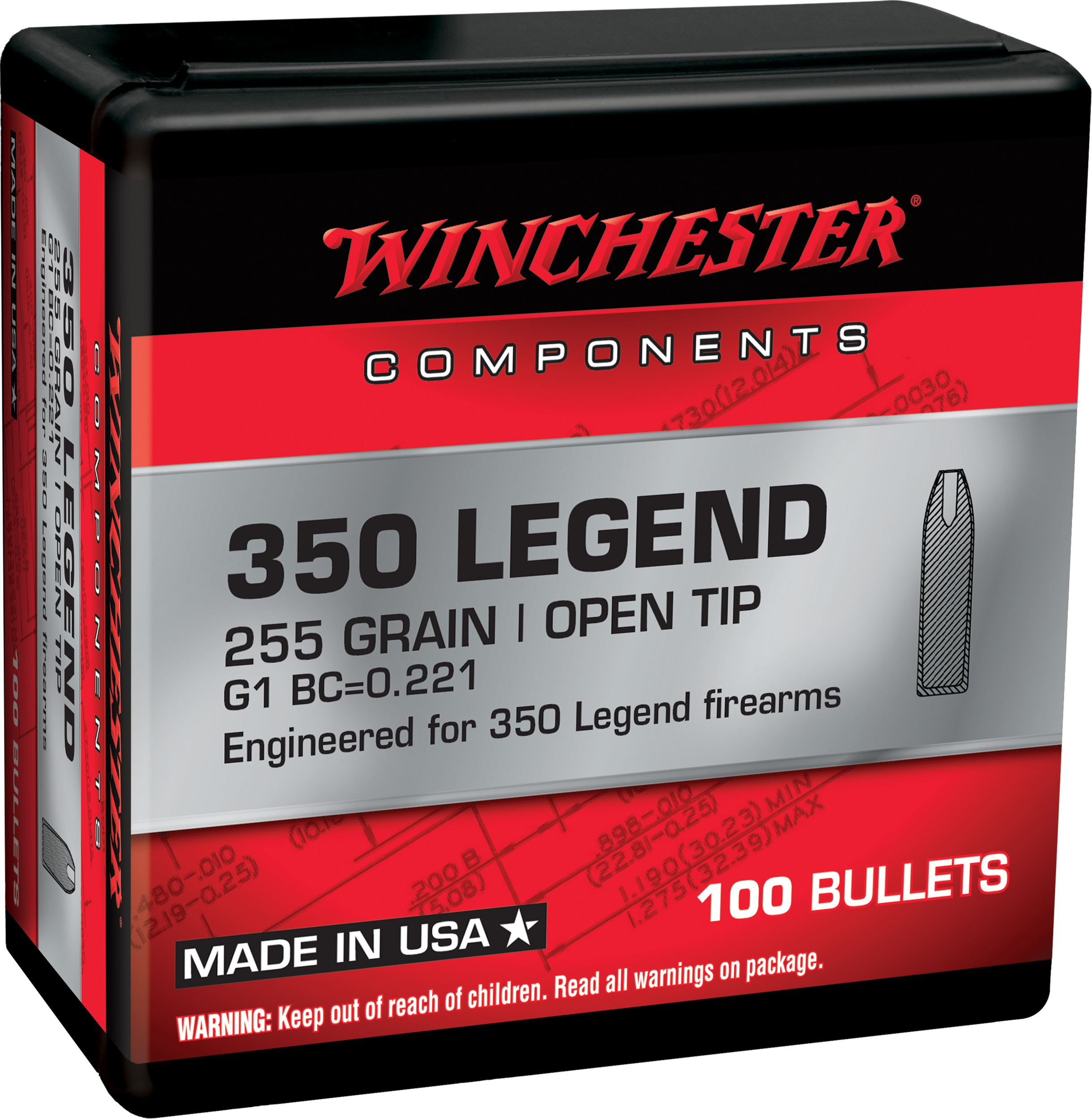 Winchester Ammo WB350L255X   350Legend 255gr Open Tip 100 Per Box/10 Case