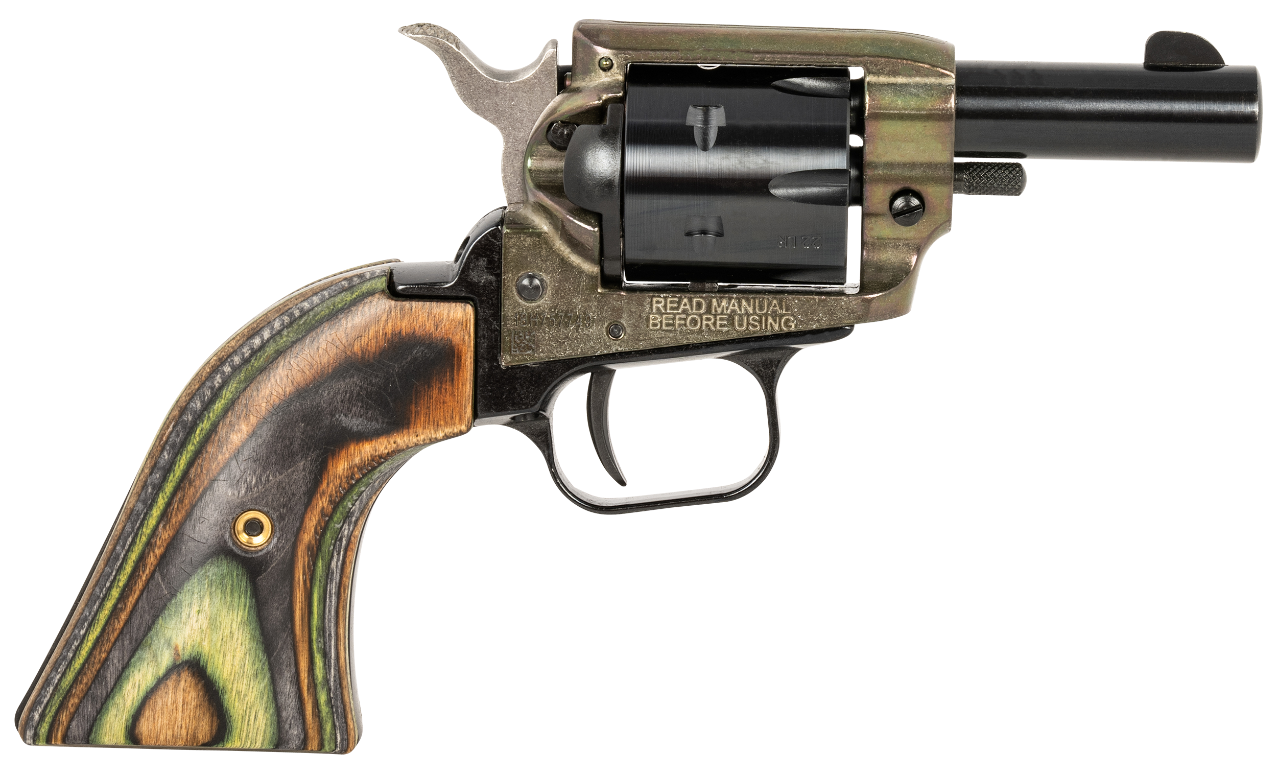 Heritage Mfg BK22CH2 Barkeep  22 LR 6 Shot, 2.67" Black Oxide Steel Barrel, Simulated Case Hardened Zinc Alloy Frame, Black Oxide Cylinder, Camo Laminate Grip, Manual Safety, Exposed Hammer