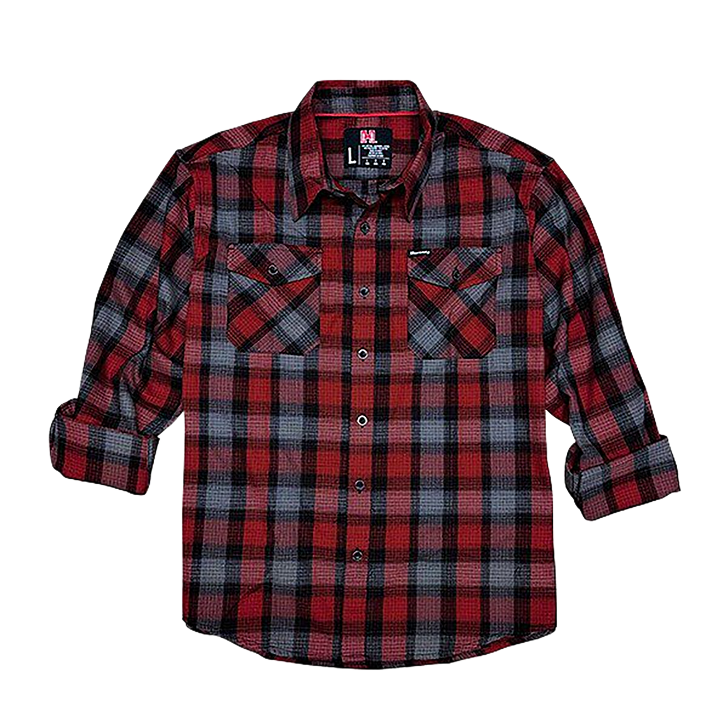 Hornady Gear 32196 Flannel Shirt  3XL Red/Black/Gray,  Cotton/Polyester, Relaxed Fit Button Up