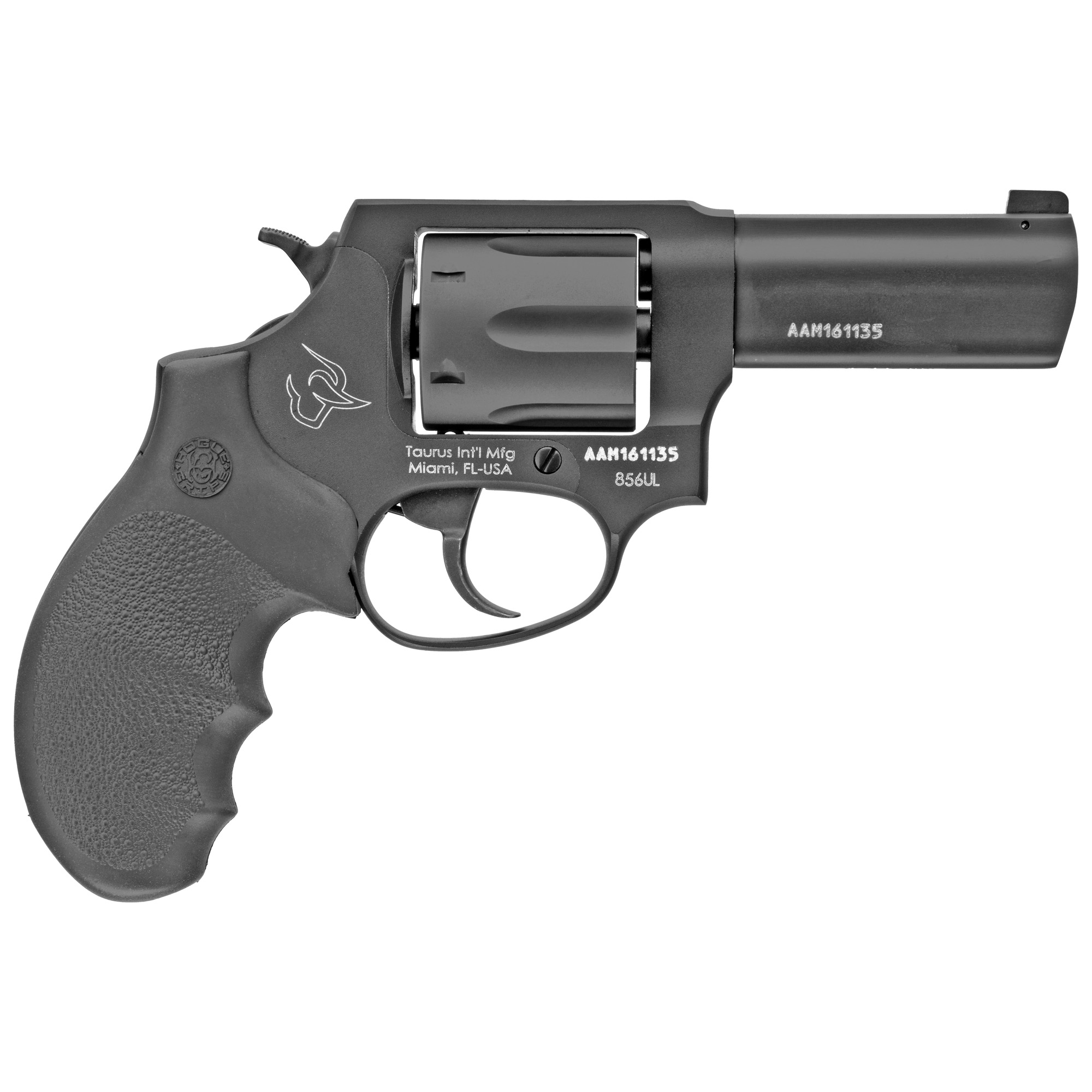 Taurus Defender 856 Ultra-Lite Revolver - Black | 38 Spl +P | 3" Barrel | 6rd | Hogue Rubber Grip | Front Night Sight - 2-85631ULNS - 725327933885