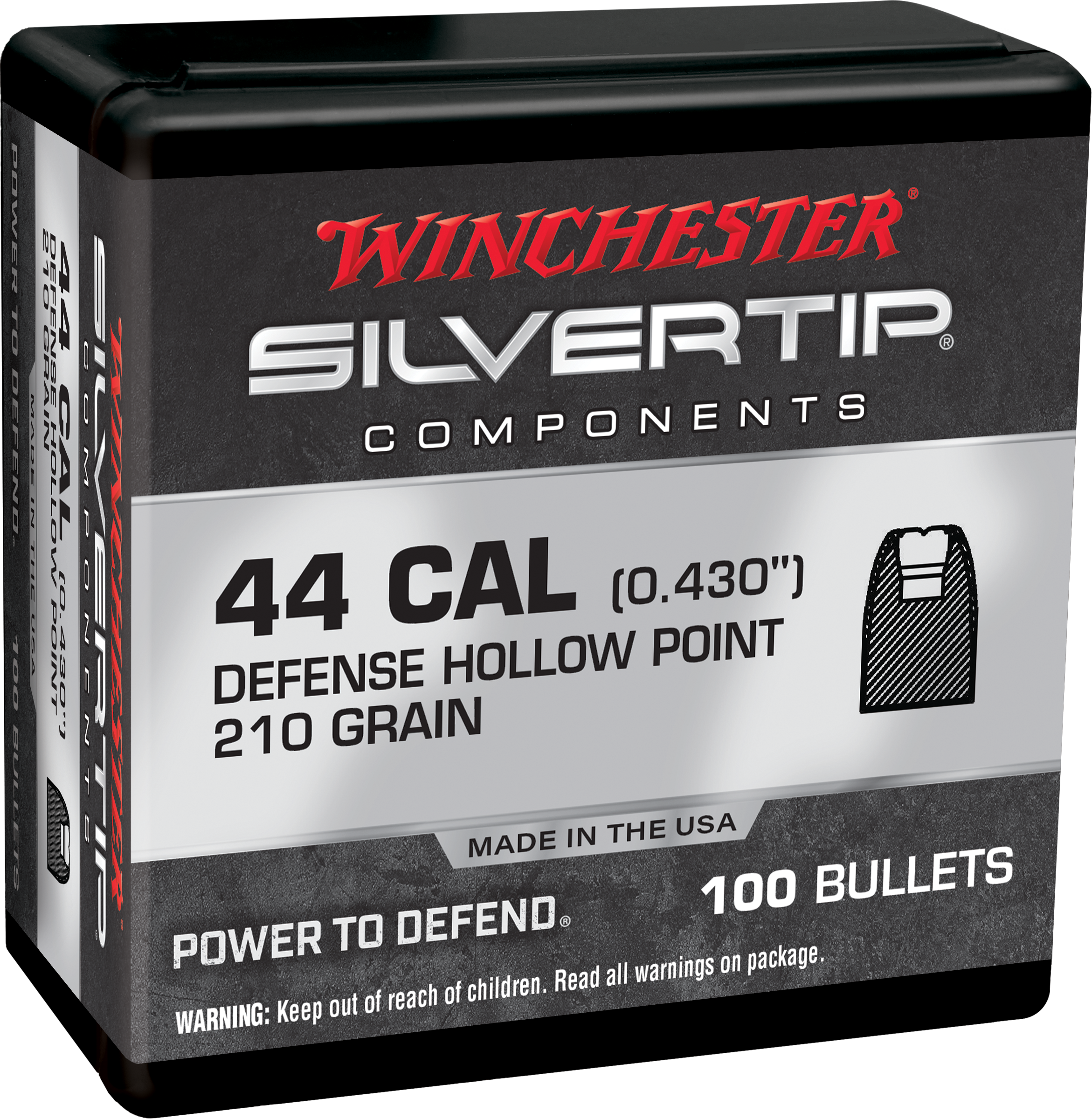 Winchester Ammo WB44ST210X Centerfire Handgun Reloading 44Mag 210gr Silvertip Hollow Point 100 Per Box/10 Case