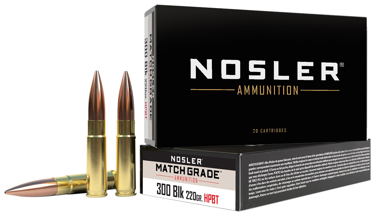 Nosler Match Grade Rifle Ammunition 300 Blackout 220 gr. CC HPBT 20 rd.