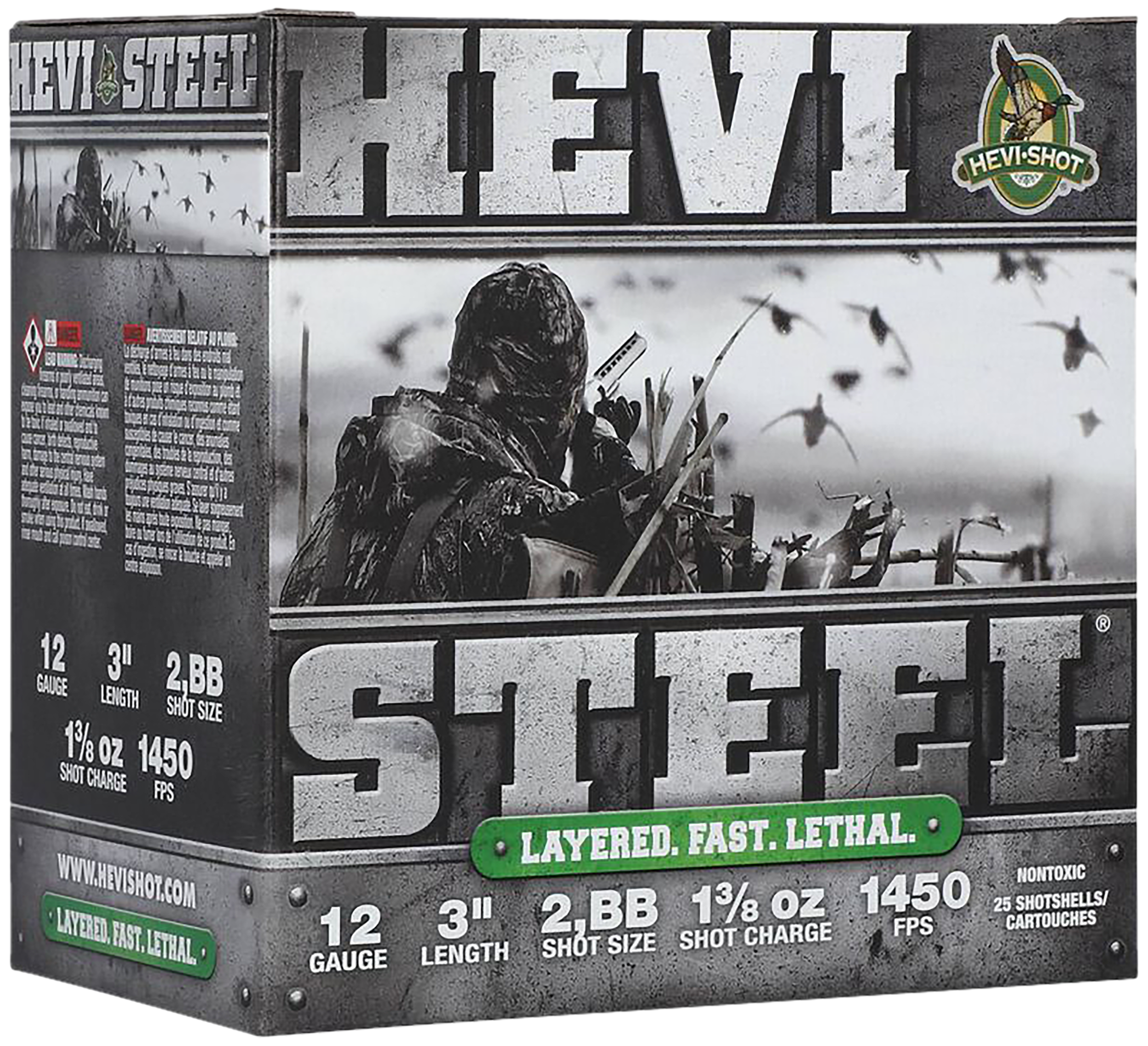 HEVI-Shot HS60288 HEVI-Steel Waterfowl 12Gauge 3" 1 3/8oz 2/BBShot 25 Per Box/10 Case