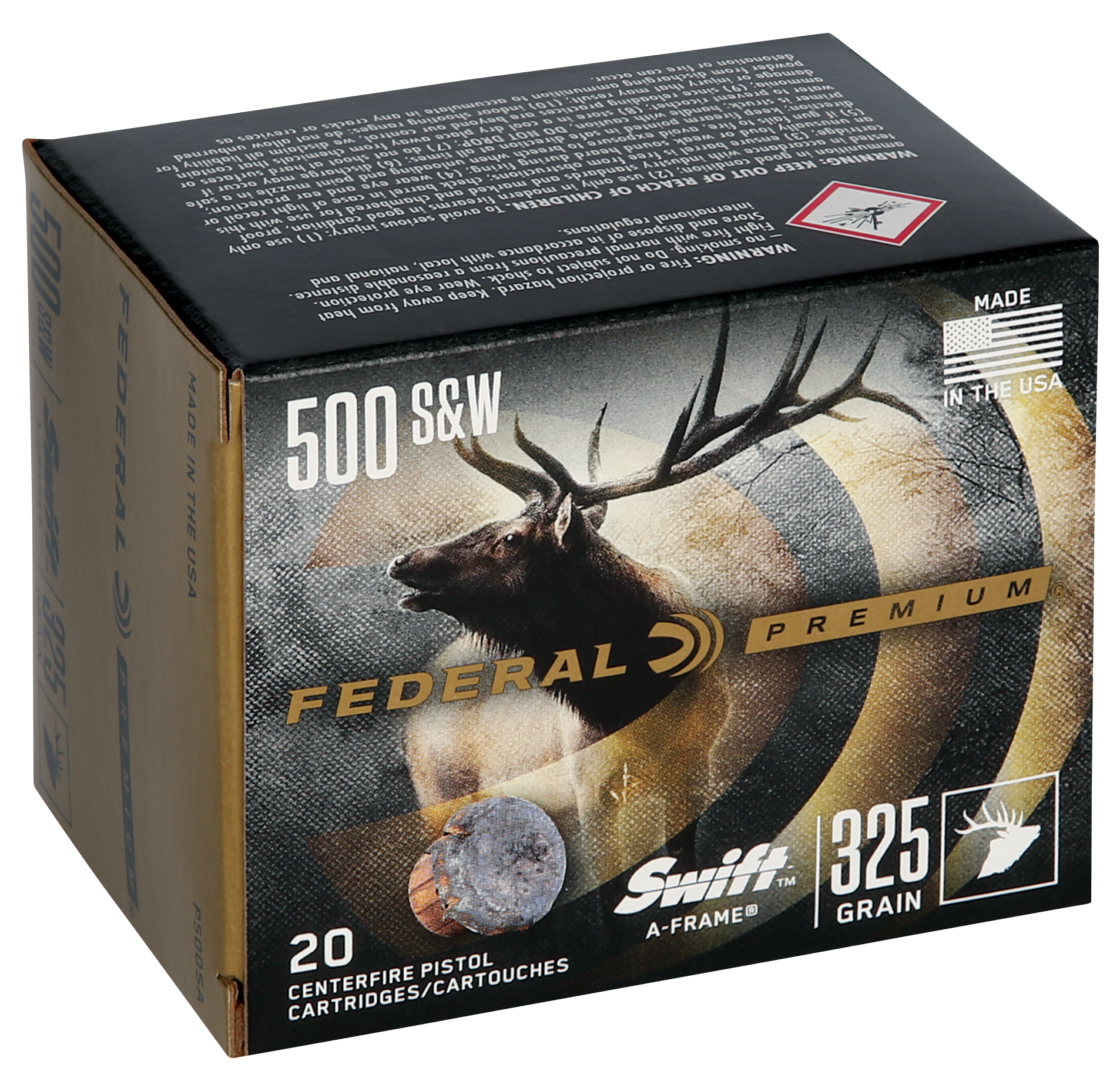Federal Premium Pistol Ammo 500 S&W Magnum Swift A-Frame 325 Grain 20 Rounds