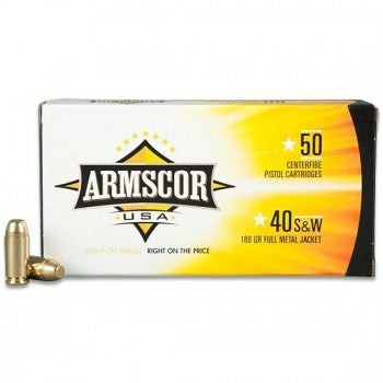 Armscor .40 S&W Pistol Ammo - 180 Grain | Full Metal Jacket | 50rd Box Armscor .40 S&W Pistol Ammo - 180 Grain | Full Metal Jacket | 50rd Box