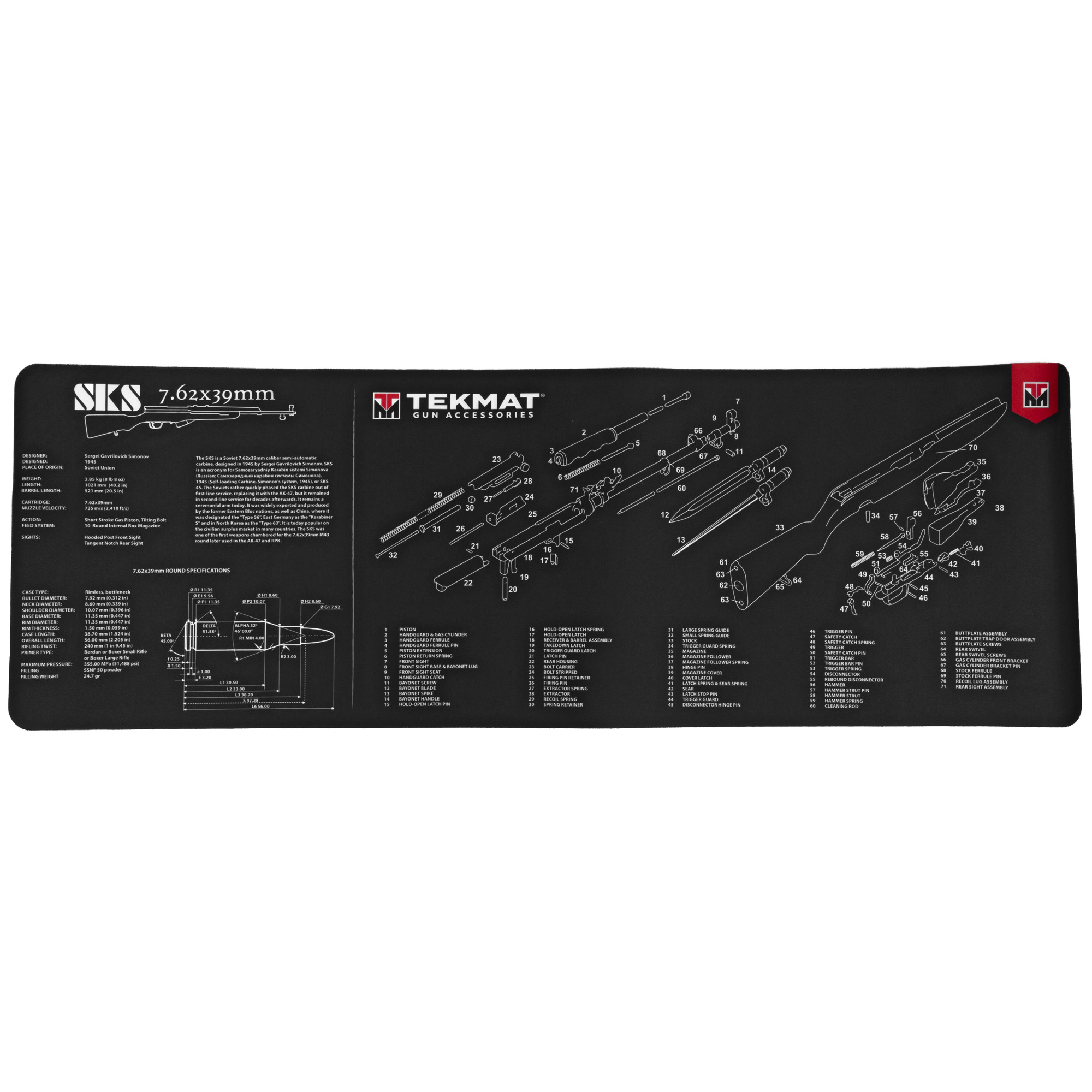 TekMat TEKR36SKS SKS Cleaning Mat SKS Parts Diagram 12" x 36"
