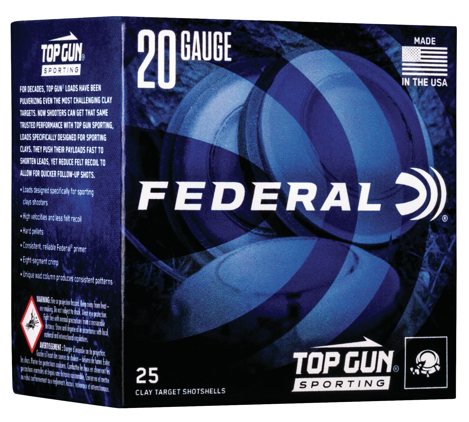 Federal Top Gun Sporting Shotgun Ammo 20 ga. 2.75 in. 1250 FPS 7/8 oz. 7.5 Shot 25 Rd. Federal Top Gun Sporting Shotgun Ammo 20 ga. 2.75 in. 1250 FPS 7/8 oz. 7.5 Shot 25 Rd.