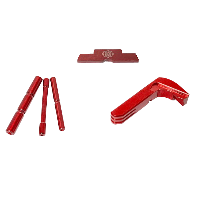 Cross Armory CRG4OKRD 3 Piece Kit  Extended Compatible w/Glock Gen4 Red Anodized Steel/Aluminum Pistol