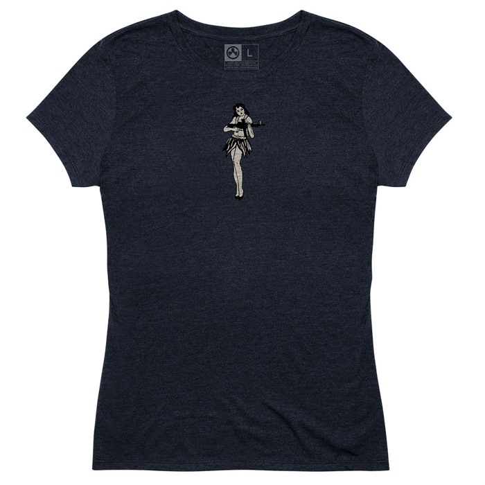 WOMEN'S HULA GIRL TRI-BLEND T-SHIRT LARGE NAVY - MAG1124-410-L - 840815126164