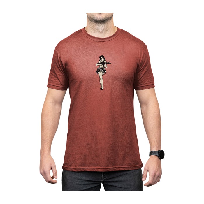 HULA GIRL CVC T-SHIRT SM REDROCK HEATHER