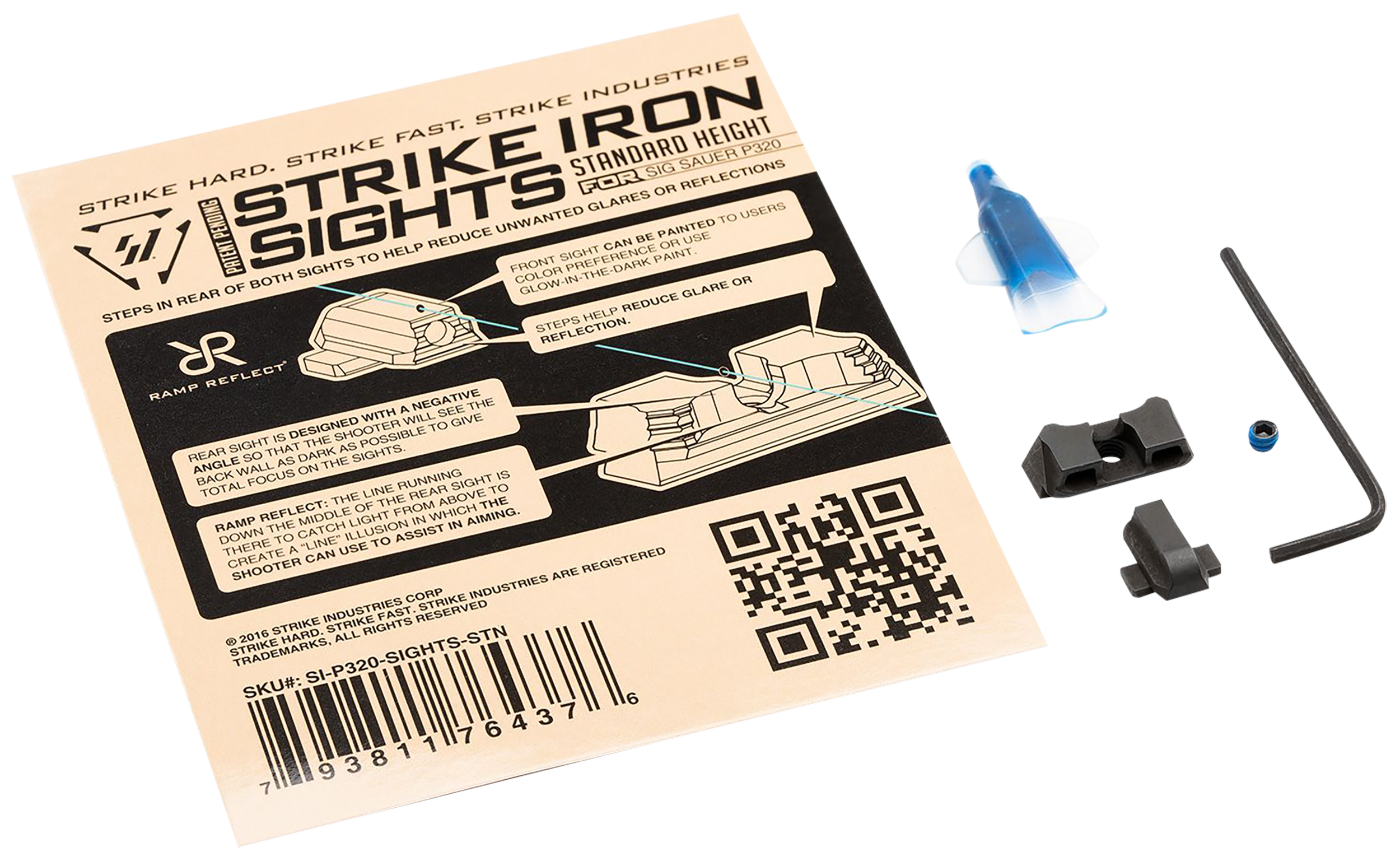 Strike Industries P320SIGHTSSTN Strike Iron Sights  Black/Blank Front Sight Black/Blank Rear Sight Sig Sauer P320 with Rear Dovetail Standard Height