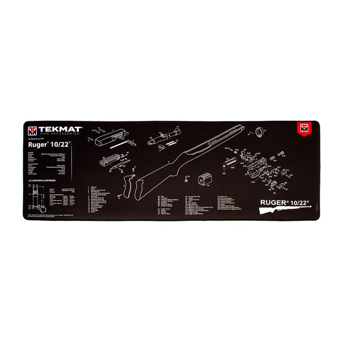 TekMat TEKR441022 Ruger 10-22 Ultra 44 Cleaning Mat Ruger 10-22 Parts Diagram 15" x 44"