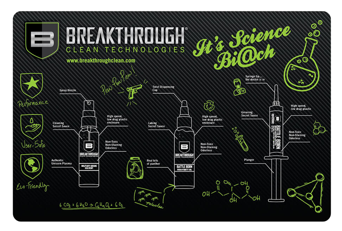 Breakthrough Clean BTRGMP Pistol  Cleaning Mat Neoprene/Polyester 17" Long Breakthrough Cleaning Products Illustration