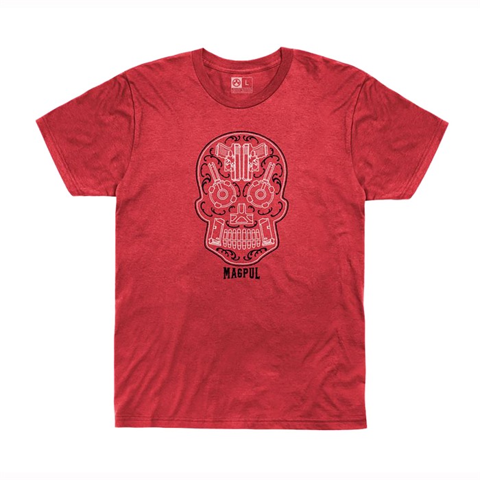 SUGAR SKULL BLEND T-SHIRT 2XL RED HEATHER