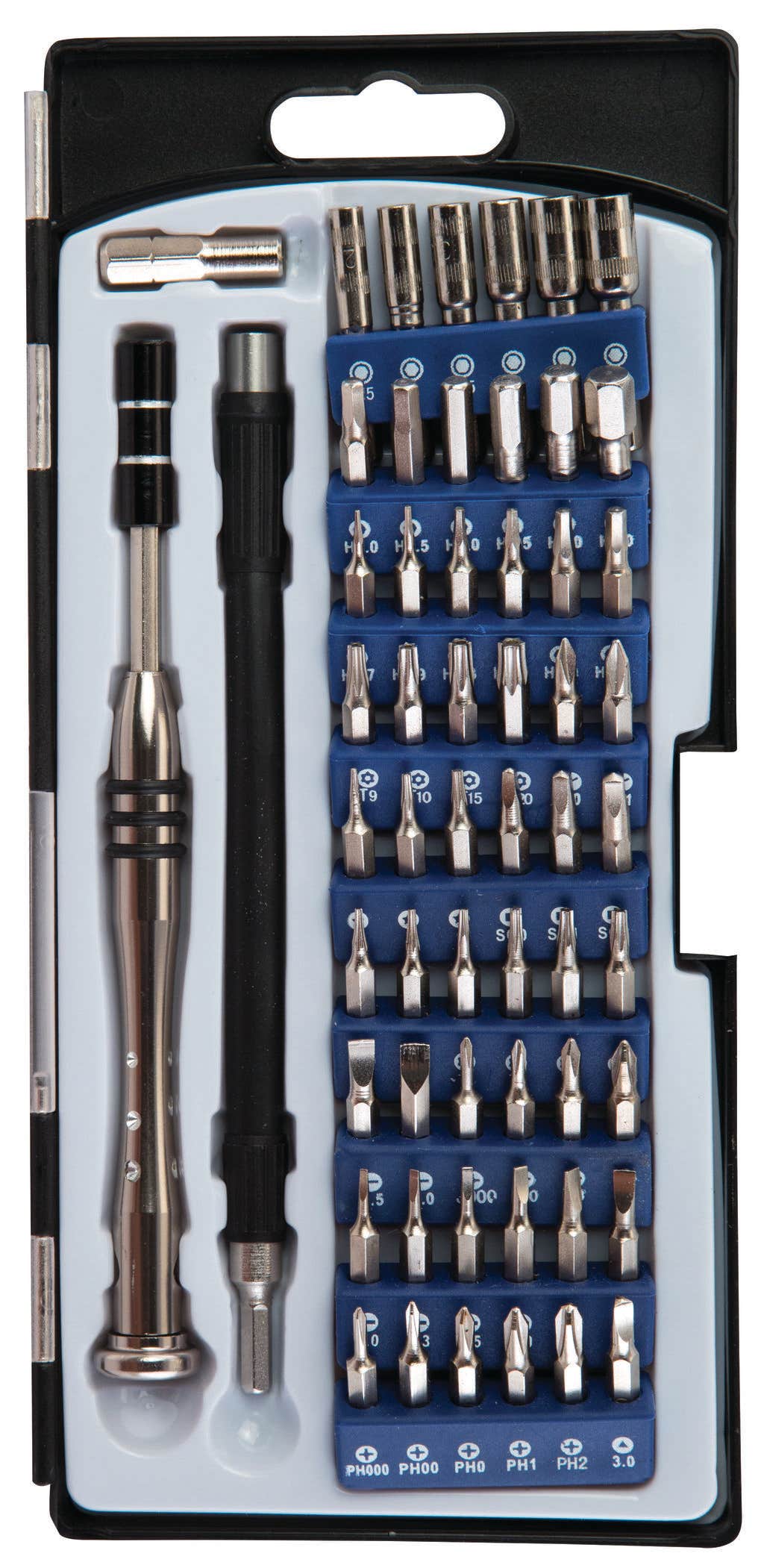 Wheeler 564018 Precision Micro Screwdriver Set Chrome Plated Steel Extendable Handle 58 Pieces - 564018 - 661120640189