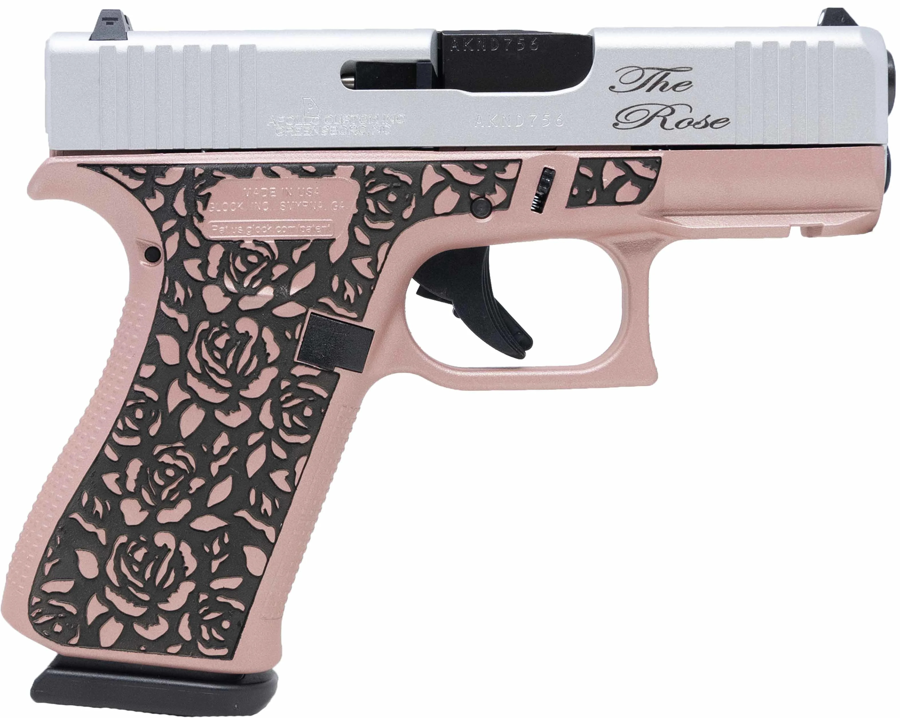 Glock G43X 9mm Luger 3.41in 10-Round Rose Gold Cerakote Apollo Custom Edition