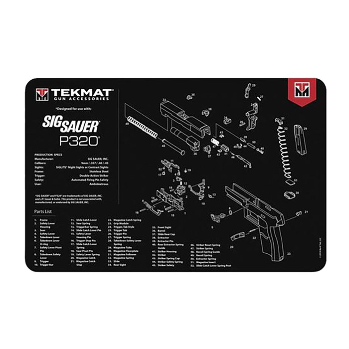 TekMat TEKR17SIGP320 Sig Sauer P320 Cleaning Mat Sig P320 Parts Diagram 11" x 17"