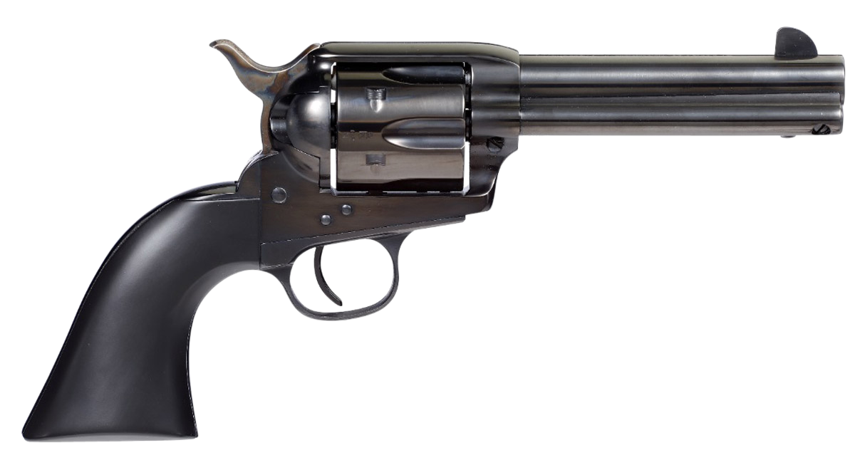 Taylors & Company 555162 Devil Anse  357 Mag Caliber with 4.75" Blued Finish Barrel, 6rd Capacity Blued Finish Cylinder, Color Case Hardened Finish Steel Frame & Matte Black Wood Grip