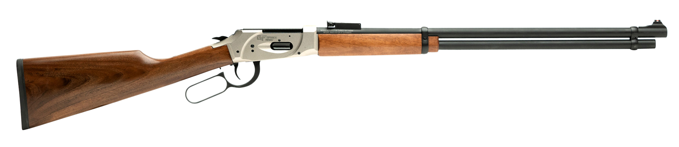 Gforce Arms GFLVR410NKLY LVR410 410 Gauge 2.5" 7+1 20" Black Barrel, Nickel Metal Finish Aluminum Receiver, Turkish Walnut Stock (Youth) Gforce Arms GFLVR410NKLY LVR410 410 Gauge 2.5" 7+1 20" Black Barrel, Nickel Metal Finish Aluminum Receiver, Turkish Walnut Stock (Youth)