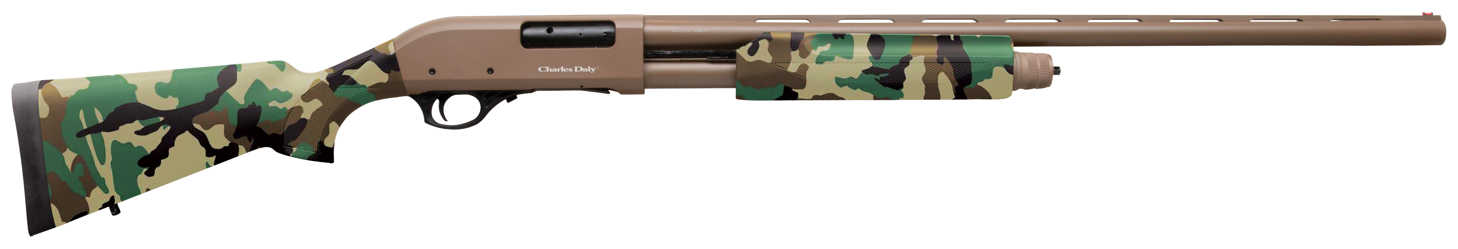 Charles Daly 301 Pump Field 12GA, 28in. Barrel, 4rd, Woodland Camo Stock & Forend - Tan (930330)