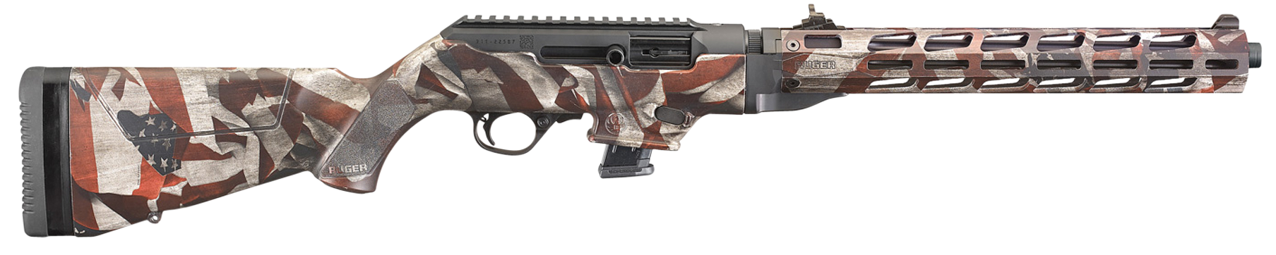 Ruger 19127 PC Carbine  9mm Luger 10+1 16.12" Fluted Barrel, American Flag Camo Aluminum Alloy Receiver, American Flag Synthetic Stock, Optics Ready