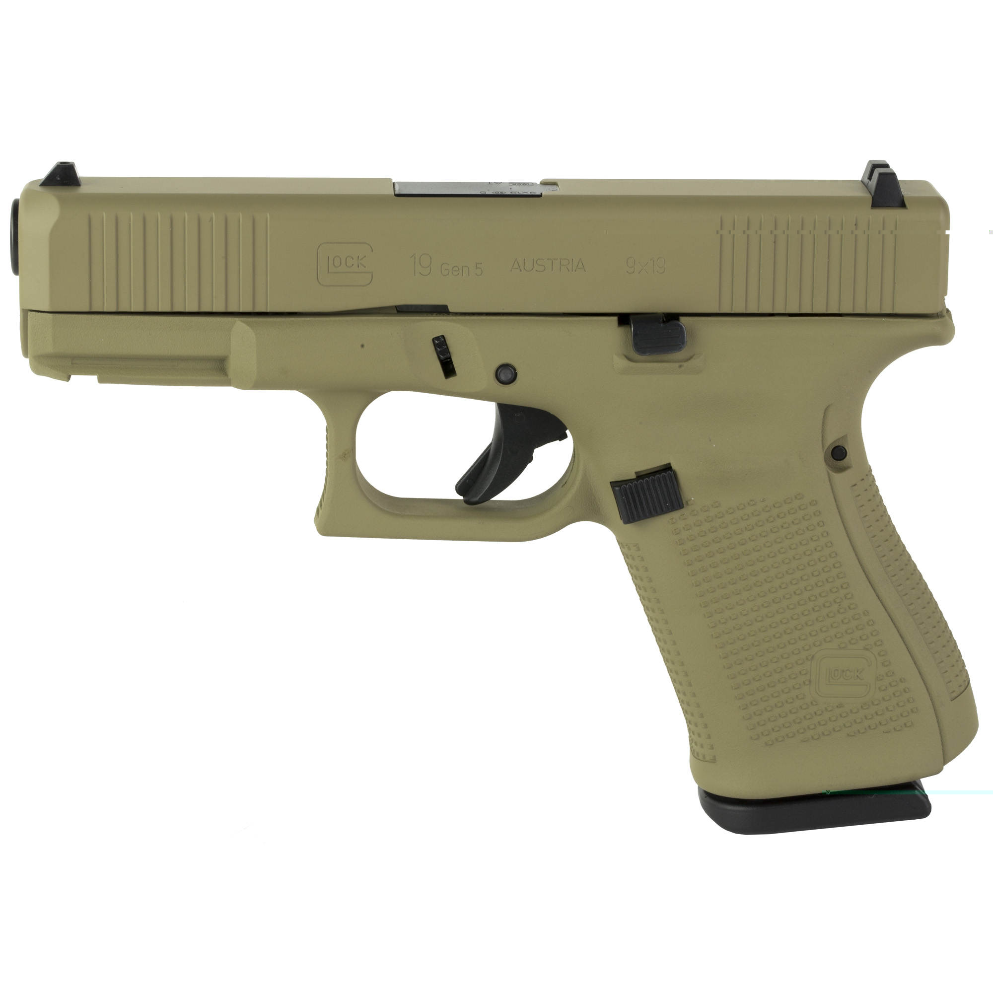 Glock G19 Gen 5 9mm 4.02in 15rd Coyote Tan Cerakote MOS