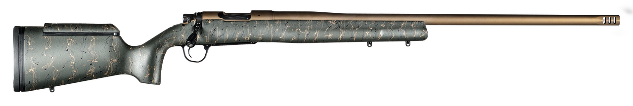 Christensen Arms 8010200900 Mesa Long Range 300 Win Mag 3+1 26" Threaded Barrel, Burnt Bronze Cerakote, Green with Black/Tan Webbing Stock