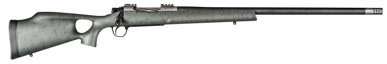 Christensen Arms CA10269315322 Summit TI  Full Size 7mm Rem Mag 3+1, 26" Natural Titanium Steel Threaded Barrel, Natural Titanium Aluminum Receiver, Green w/Black Webbing Fixed Thumbhole Stock