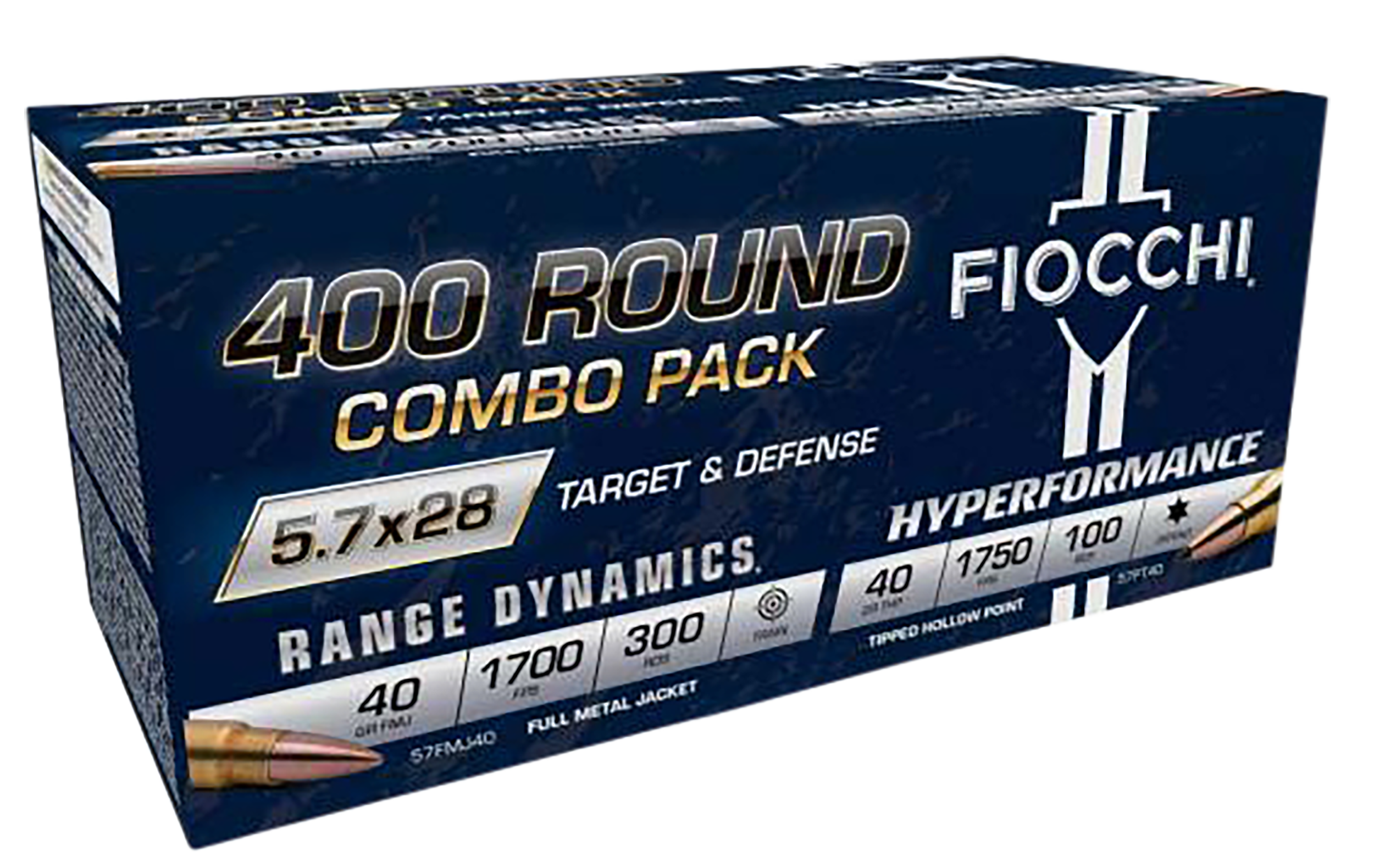 Fiocchi 57COMPT Hyperformance  5.7x28mm Full Metal Jacket 400rds *Combo Pack