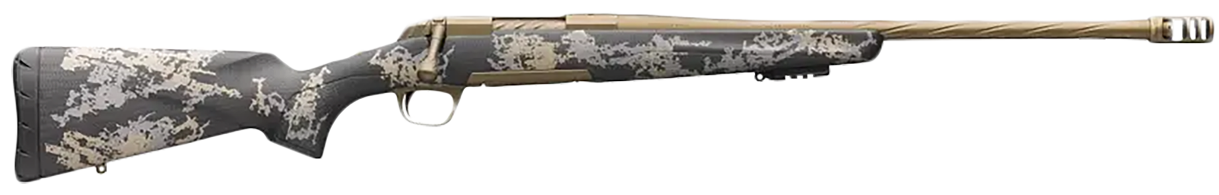 Browning 035582229 X-Bolt Mountain Pro Burnt Bronze SPR 300 Win Mag 3+1 22" Fluted, Burnt Bronze Cerakote Barrel/Rec, Carbon Fiber Stock With Accent Graphics, Recoil Hawg Muzzle Brake