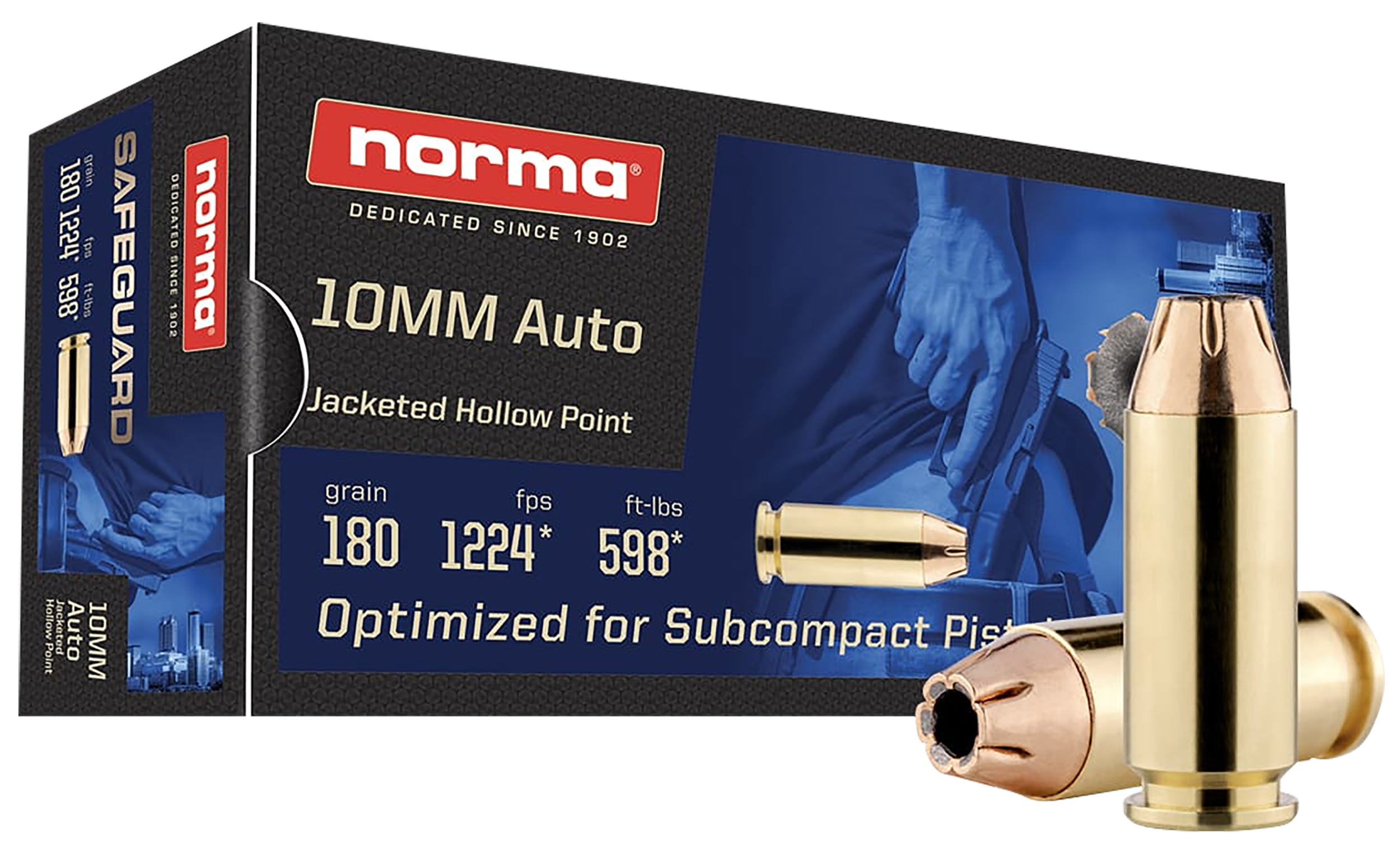 Norma Ammunition 801109265   10mm 180gr Jacketed Hollow Point 50 Rounds