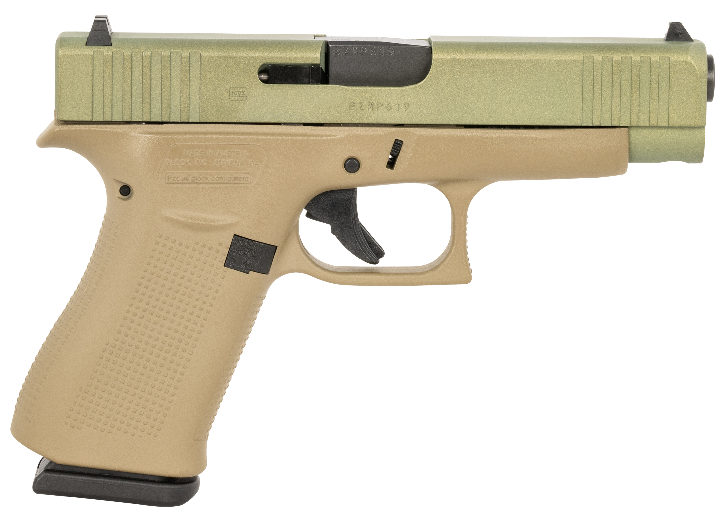 Glock G48 9mm Luger 4.17in 10rd Agoge Green Slide Coyote Tan Frame