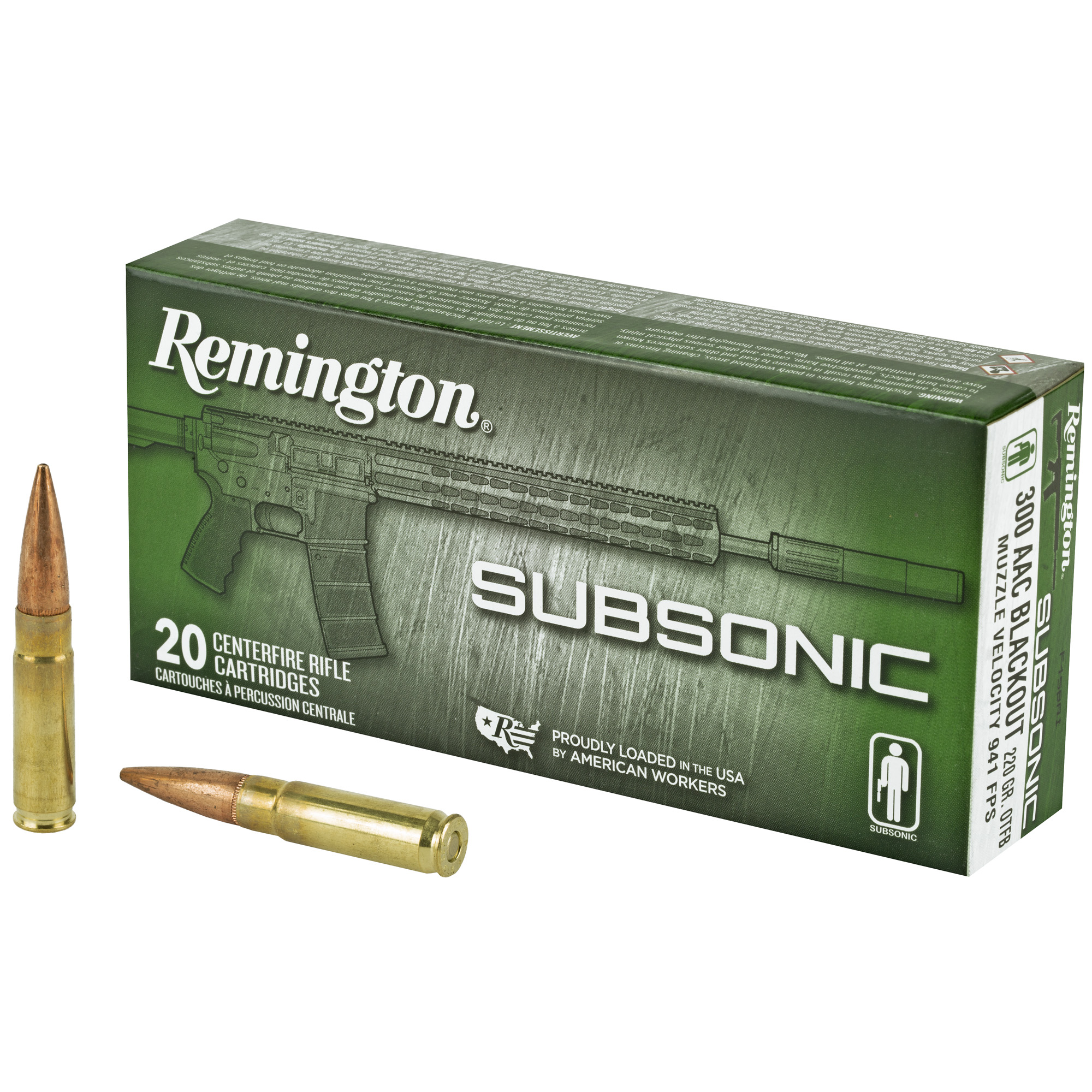 Remington Subsonic Rifle Ammo 300 AAC Blackout 220 gr. OTFB 20 rd.