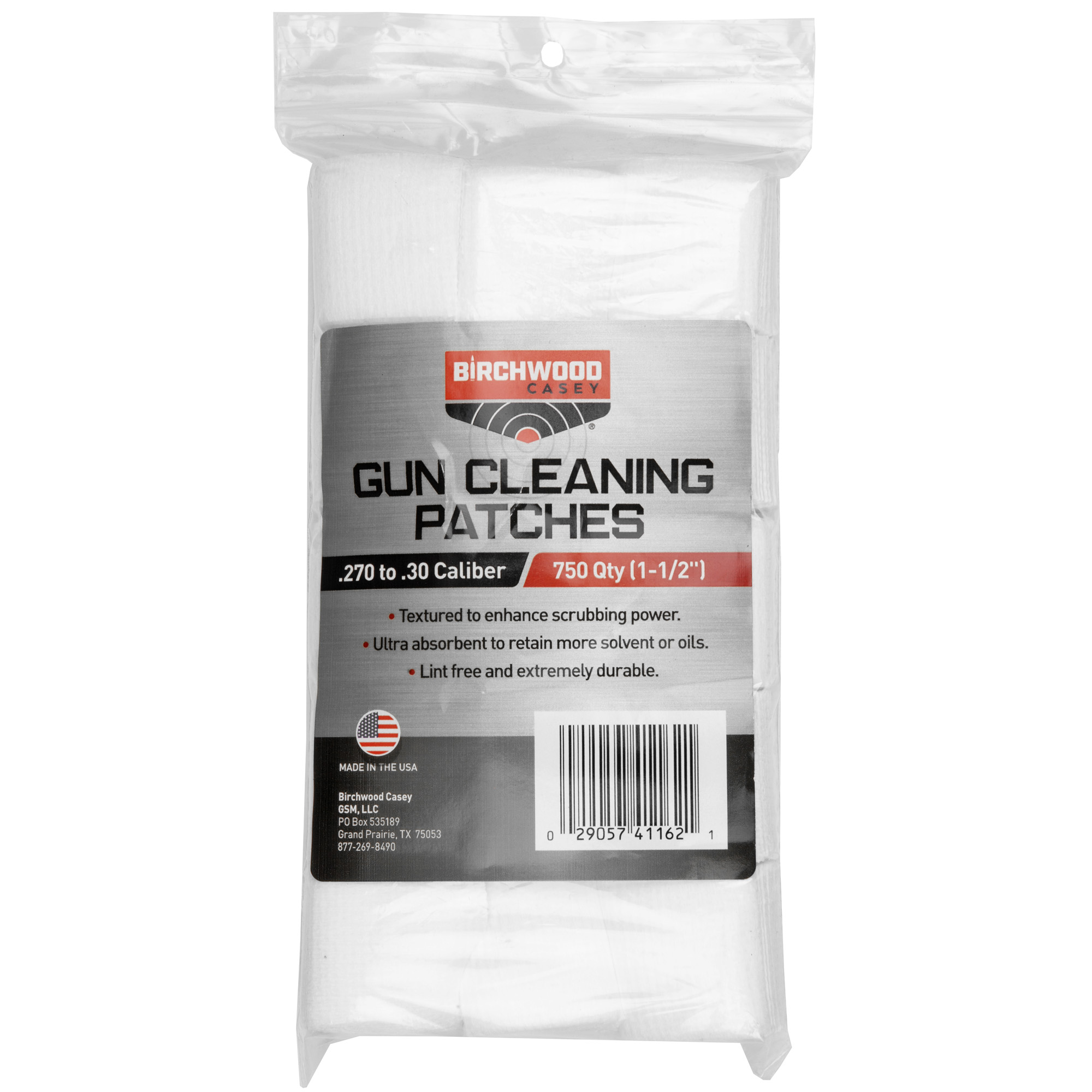 Birchwood Casey 41162 Gun Cleaning Patches .270-.30 Cal Cotton 1.50" 750 Per Pkg