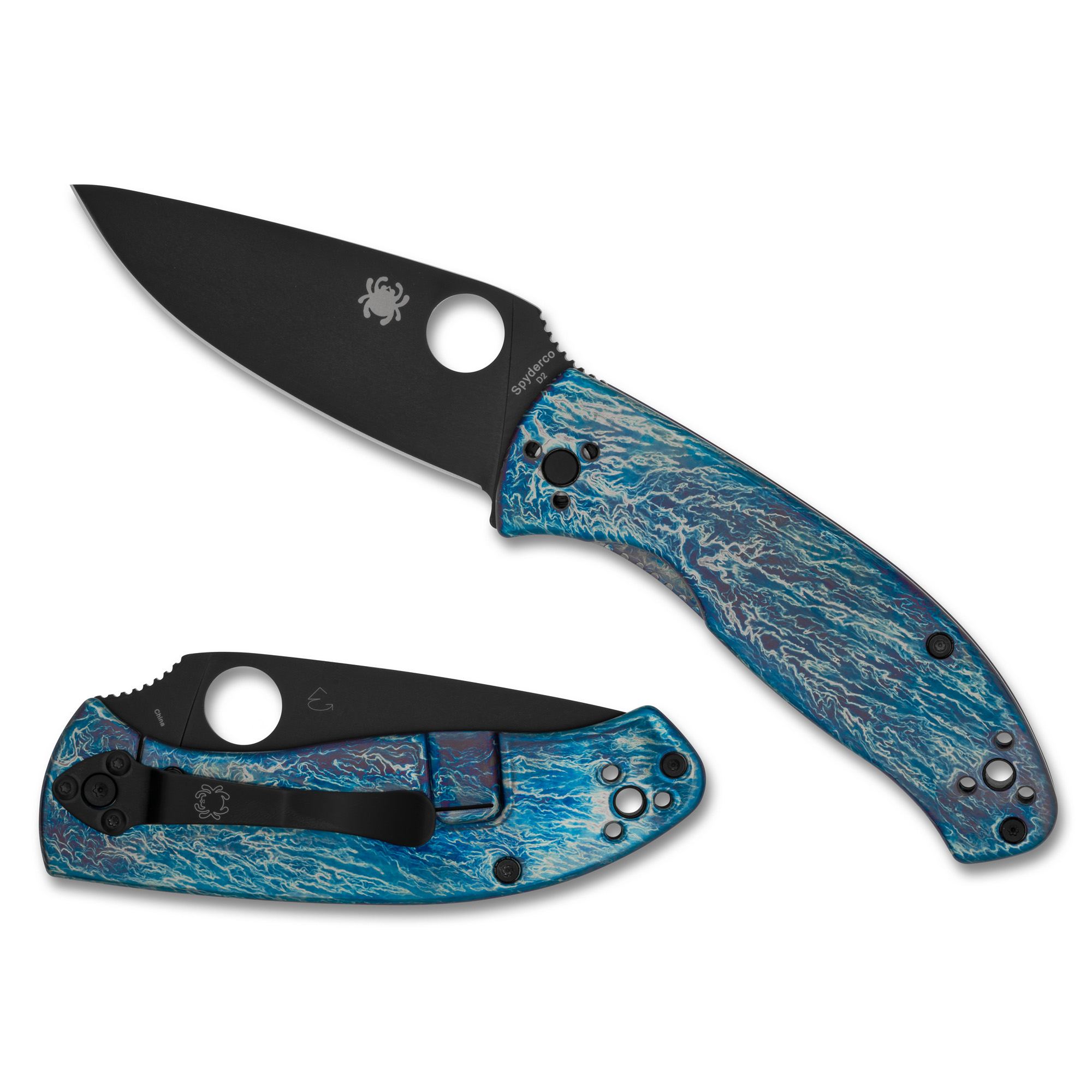 SPYDERCO TENACIOUS TI DISRY BLK/BLU - C122TIBLBKD2P - 716104019120