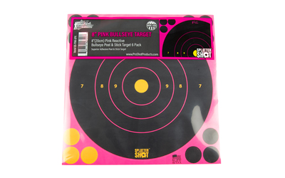 Pro-Shot 8BPINK6PK SplatterShot  Self-Adhesive Paper Black/Pink 8" Bullseye 6 Pack - 8BPINK6PK - 709779907113