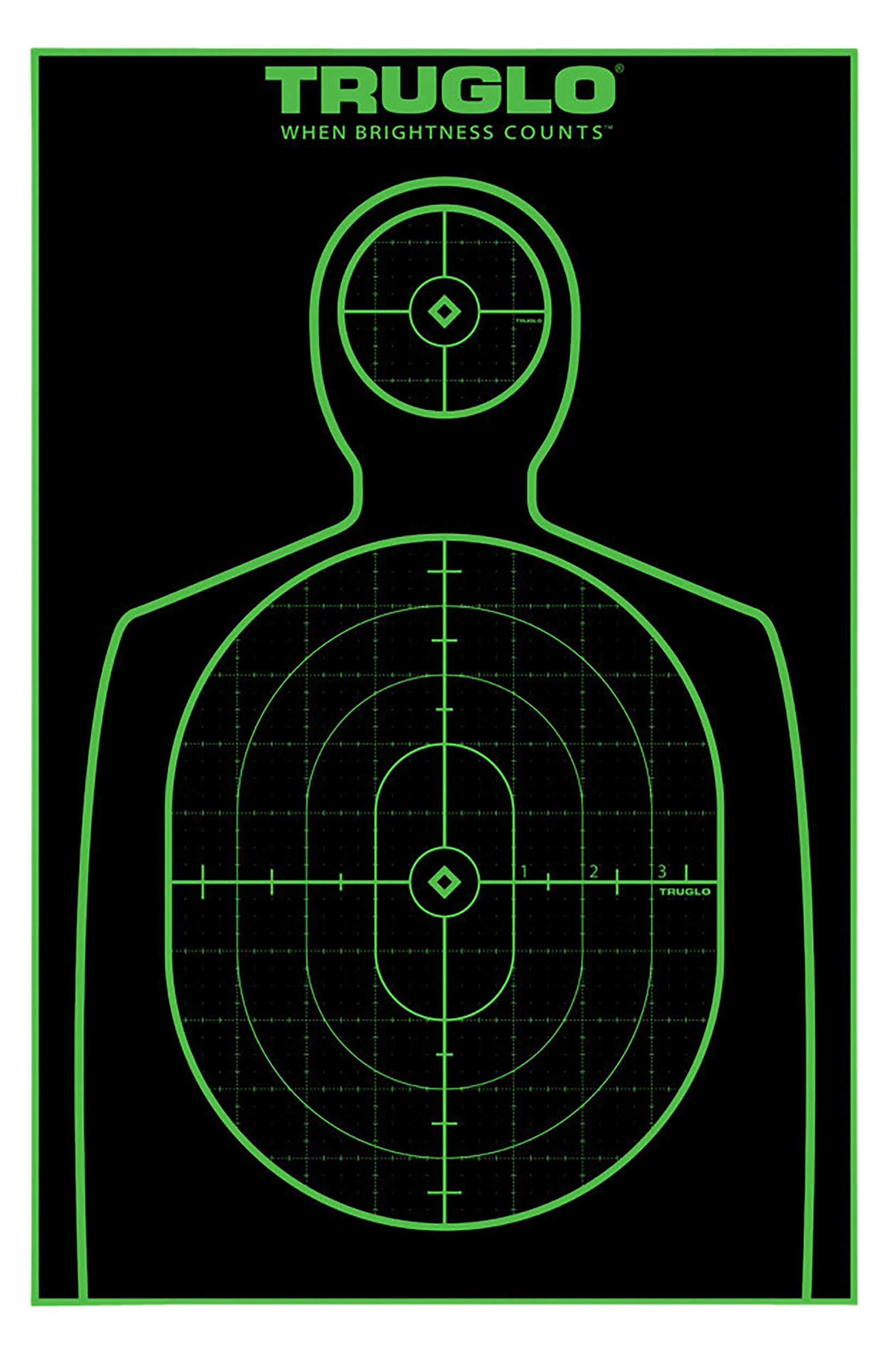 TruGlo TG13A25 Tru-See Handgun Target Self-Adhesive Heavy Paper Black/Green 12"x18" Silhouette 25 Pack