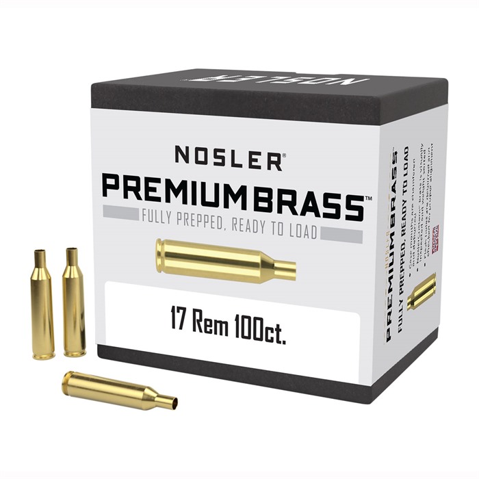 Nosler Unprimed Brass Rifle Cartridge Cases 100 Per Box .17 Rem