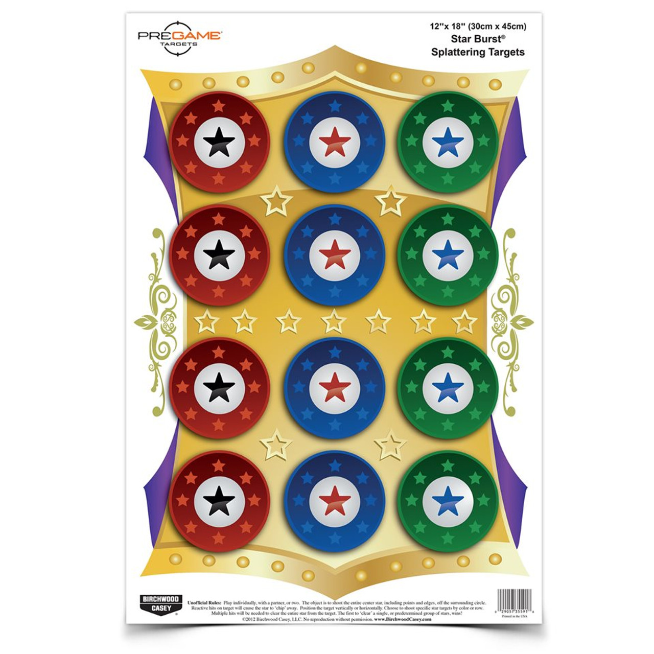 Bc Pregame Star Burst 12x18 Tgt 8/pk