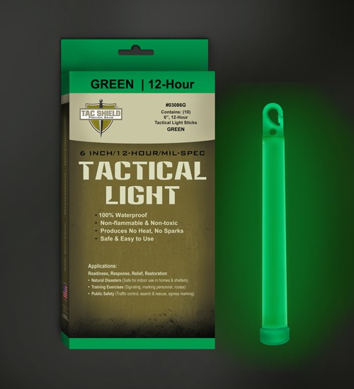 Tac Shield Green Tactical Light 6 Inch Waterproof 12 Hour Usa Made