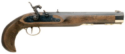 Traditions P1060 Kentucky Pistol Single Shot 50 Cal Percussion 10" Color Case Hardened Frame Blued Barrel Walnut Grip - P1060 - 040589106007