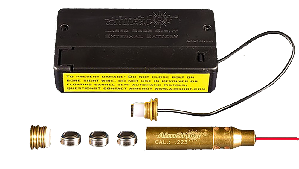AimShot Mbs22320x Modular Bore Sight 223 Rem Brass External Battery Pack 632nm Laser