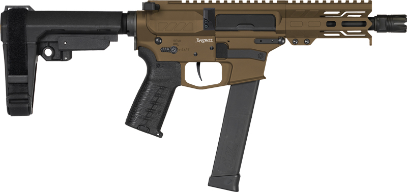 CMMG 45AB70FMB Banshee MKG 45 ACP 13+1 5" Black Nitride Medium Taper Threaded Barrel, EML 4" M-LOK Handguards, Midnight Bronze Cerakote Aluminum Picatinny Rail Receiver, CMMG Zeroed Grips - 45AB70FMB - 810148623913