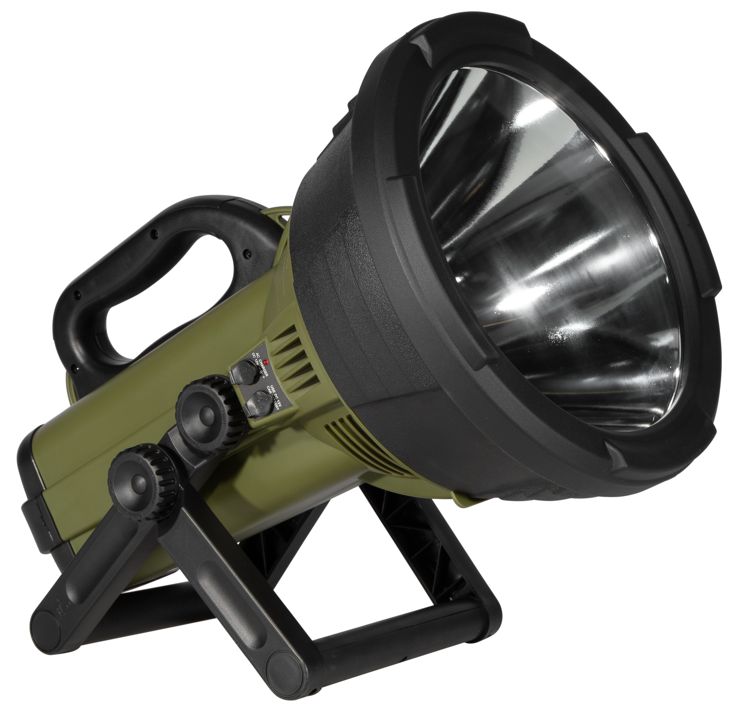 Cyclops Colossus 18M Halogen Spotlight White Rechargeable Dual 6V Battery Rubber Black Green