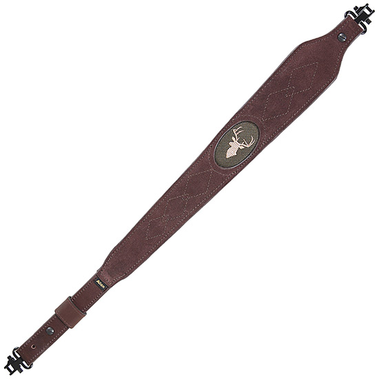 Allen 8140 Big Game  Rifle Sling w/Swivels Brown Suede w/Embroidered Deer Silhouette Adjustable Length 25" to 38" Non-Slip Suede Lining