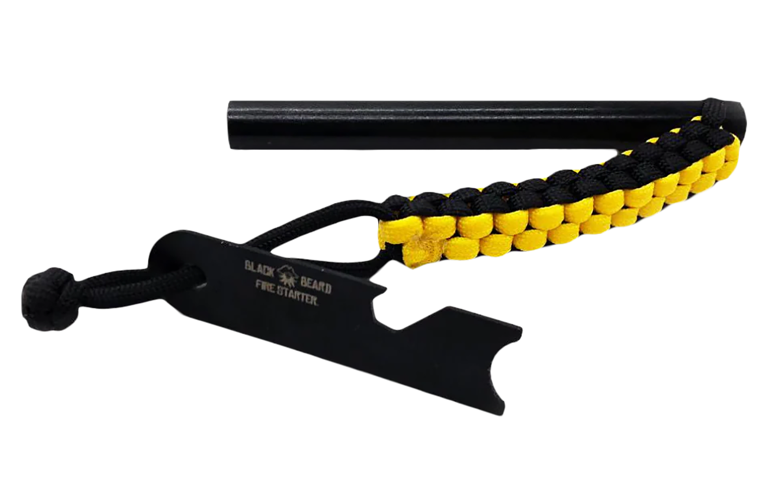 Black Beard Fire Starters FR Ferro Rod  Black/Yellow 7' Long - FR - 860006832469