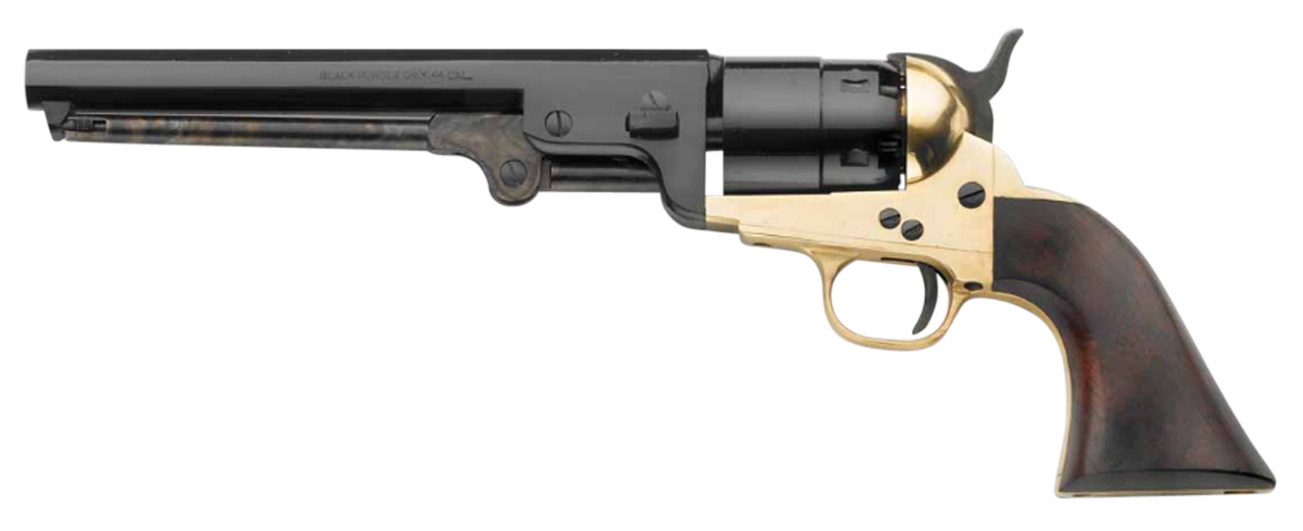 Pietta REB44 1851 Navy 44 Cal 7.37" 6rd Brass Frame, Blued Cylinder & Octagon Barrel, Walnut Grip